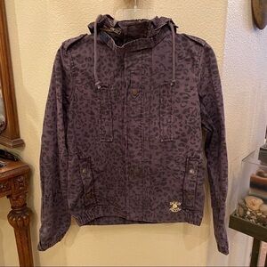 Vintage OBEY Women Gray Animal Print Hoodie Jacket Size Small